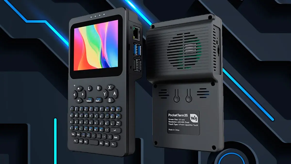 PocketTerm35 con Raspberry Pi 5 lateral Diseño del PocketTerm35 con Raspberry Pi 5