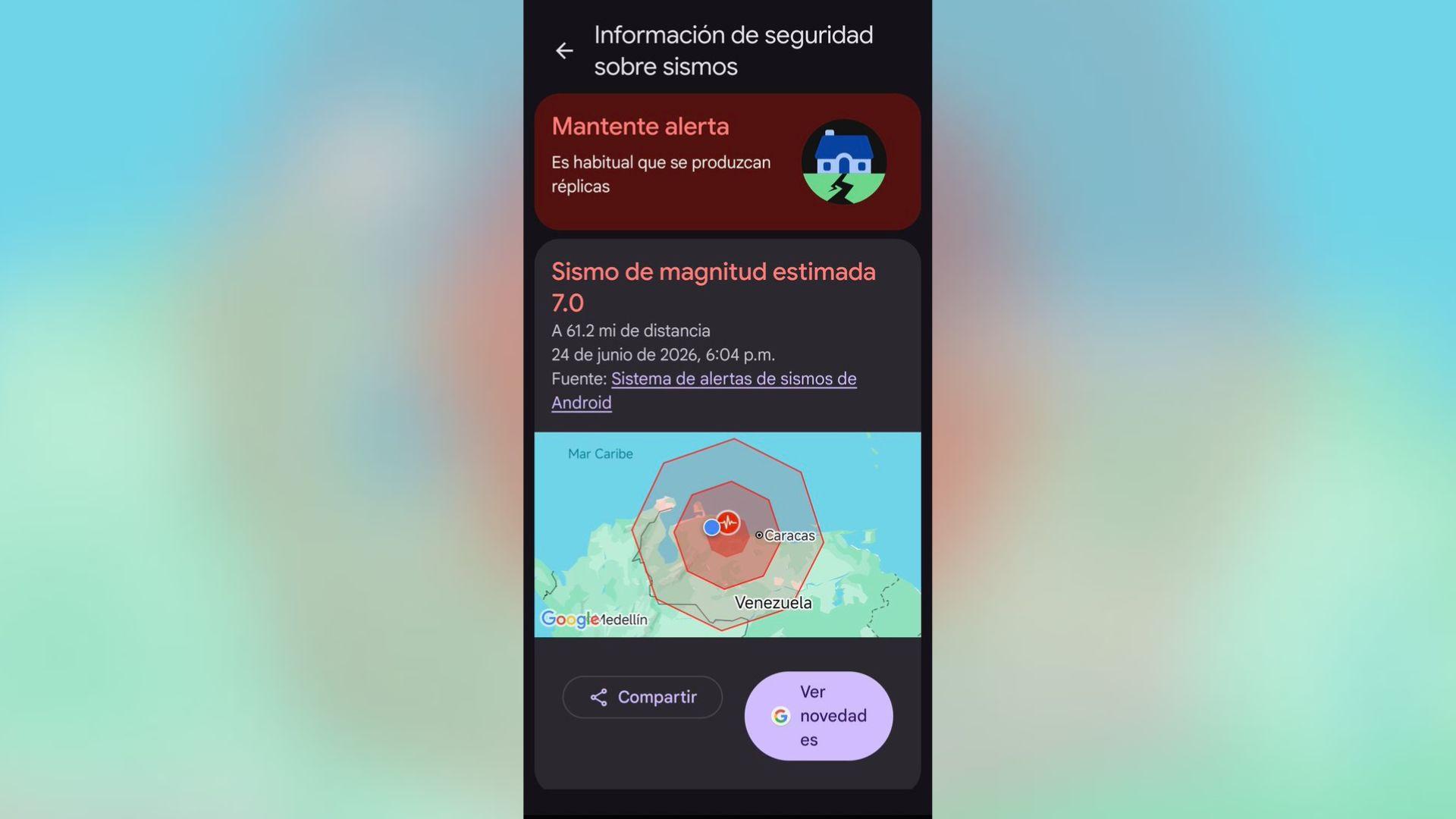 Ubicación y sismos Mapa de alerta de terremotos