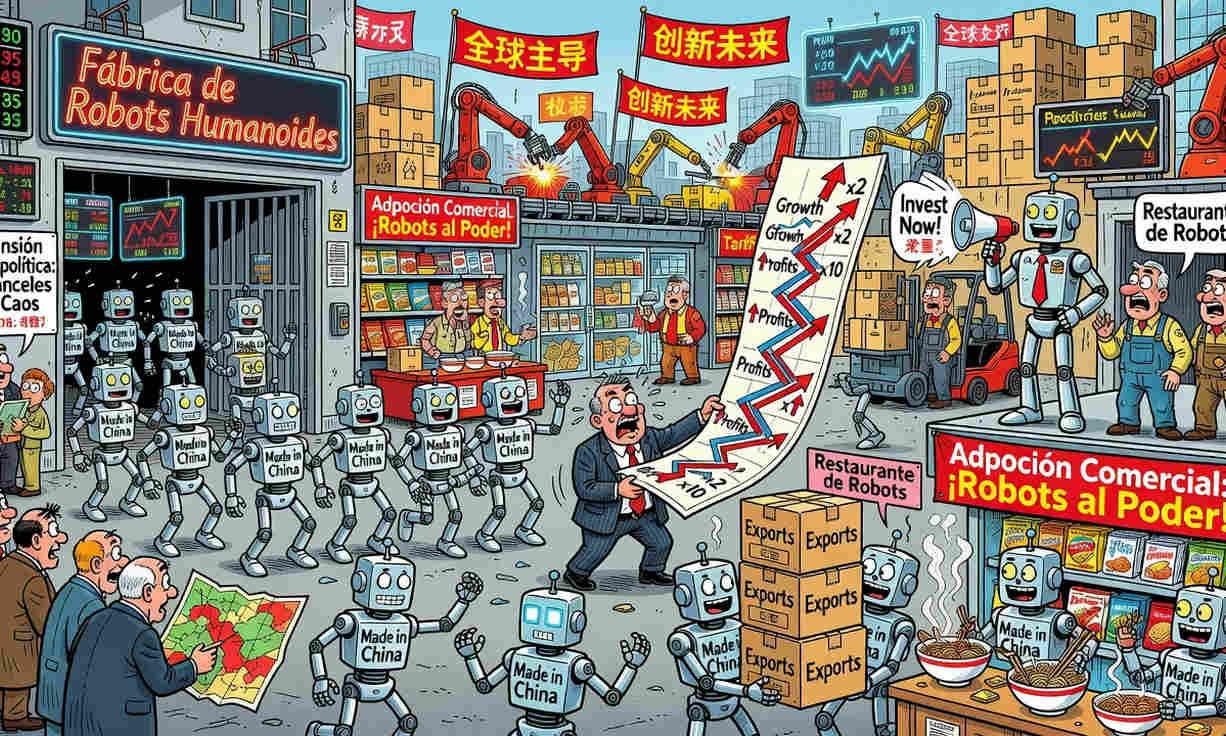 Robótica industrial en China Robot humanoide trabajando en entorno industrial