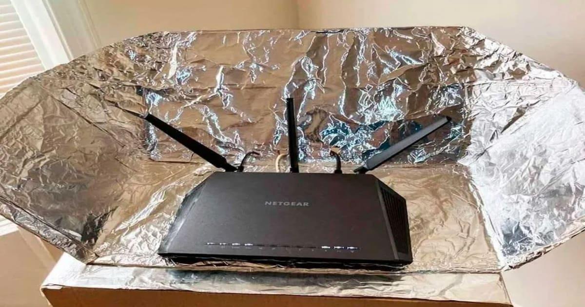 Papel aluminio para wifi Router con papel de aluminio casero
