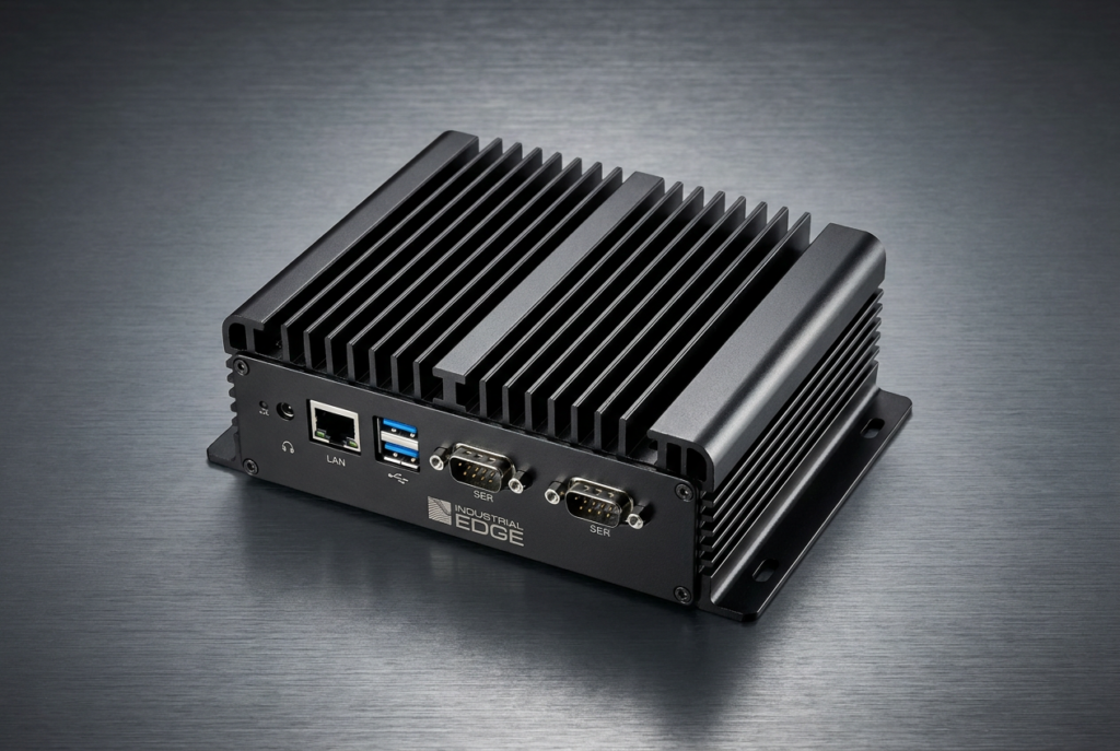 Box PC industrial compacto y robusto con diseño sin ventilador y aletas de refrigeración pasiva