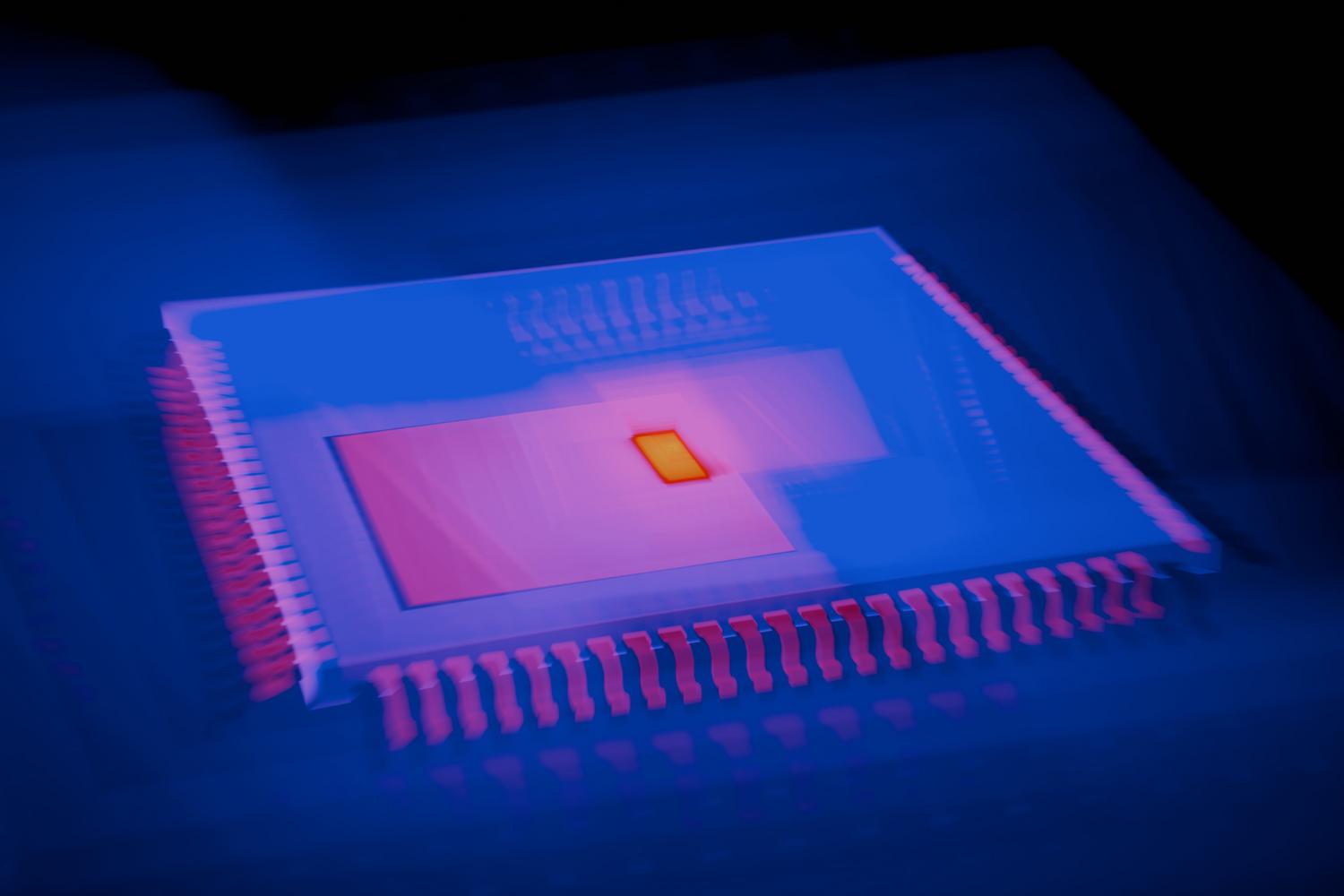 Imagen abstracta de un microchip con colores térmicos, simbolizando la potencia de cálculo y la IA generativa de NVIDIA. Imagen abstracta de un microchip con colores térmicos, simbolizando la potencia de cálculo y la IA generativa de NVIDIA.