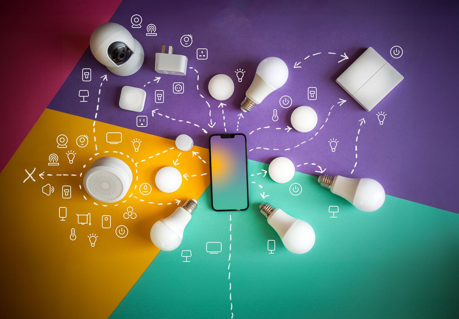 ColecciĂłn de dispositivos inteligentes y smartphone, ilustrando la interconectividad y domĂłtica potenciada por el Wi-Fi 8. ColecciĂłn de dispositivos inteligentes y smartphone, ilustrando la interconectividad y domĂłtica potenciada por el Wi-Fi 8.