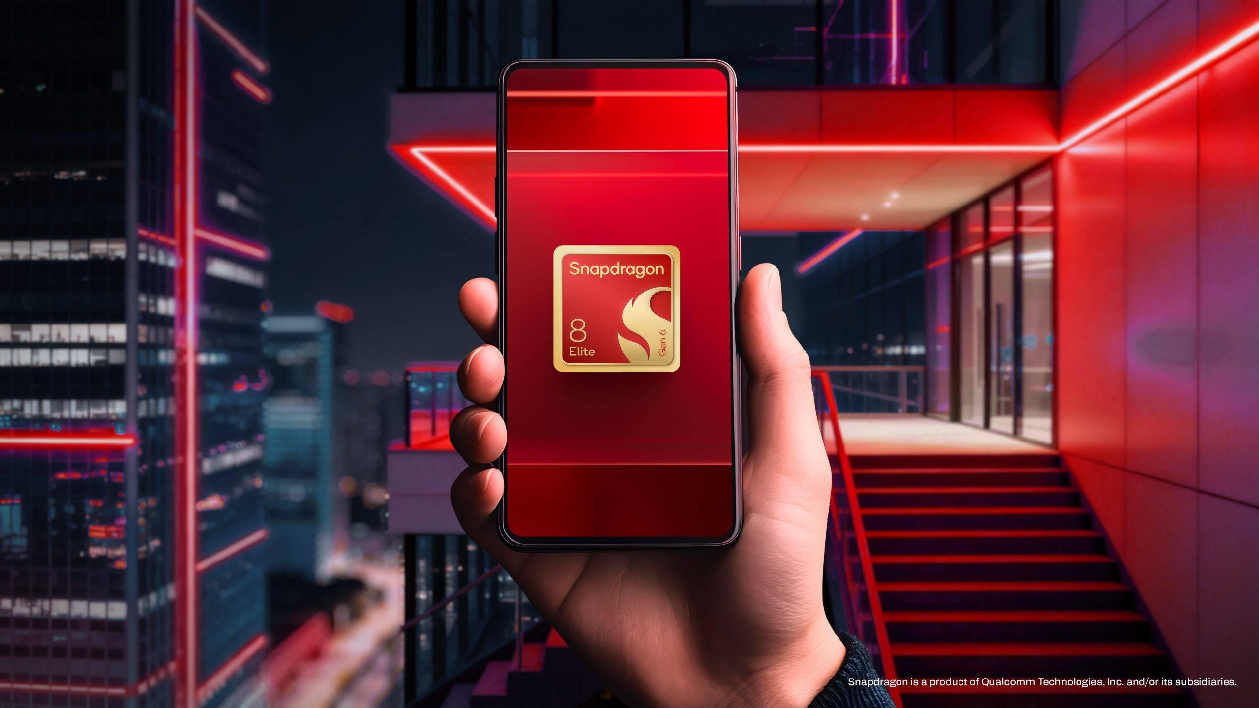 Smartphone premium con Snapdragon 8 Elite Gen 6 Móvil con Snapdragon 8 Elite Gen 6 en mano