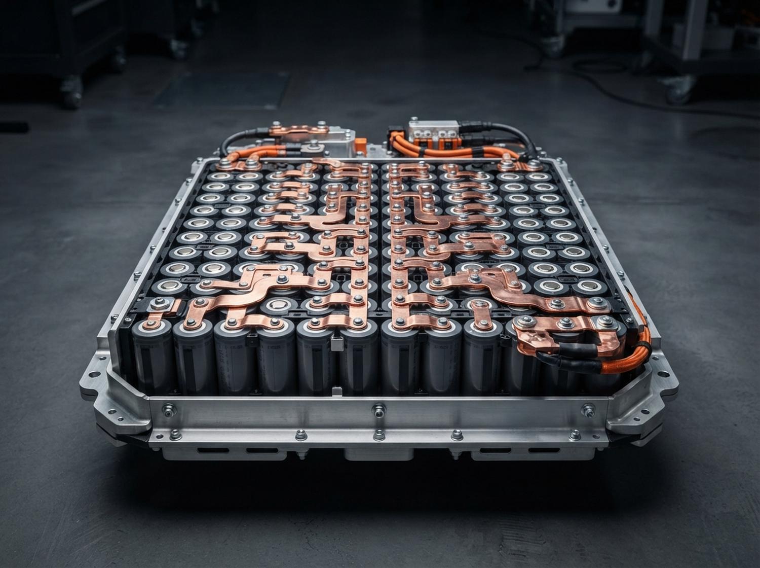 Módulo de paquete de baterías prismáticas para vehículos eléctricos, mostrando la estructura técnica de las celdas. Módulo de paquete de baterías prismáticas para vehículos eléctricos, mostrando la estructura técnica de las celdas.